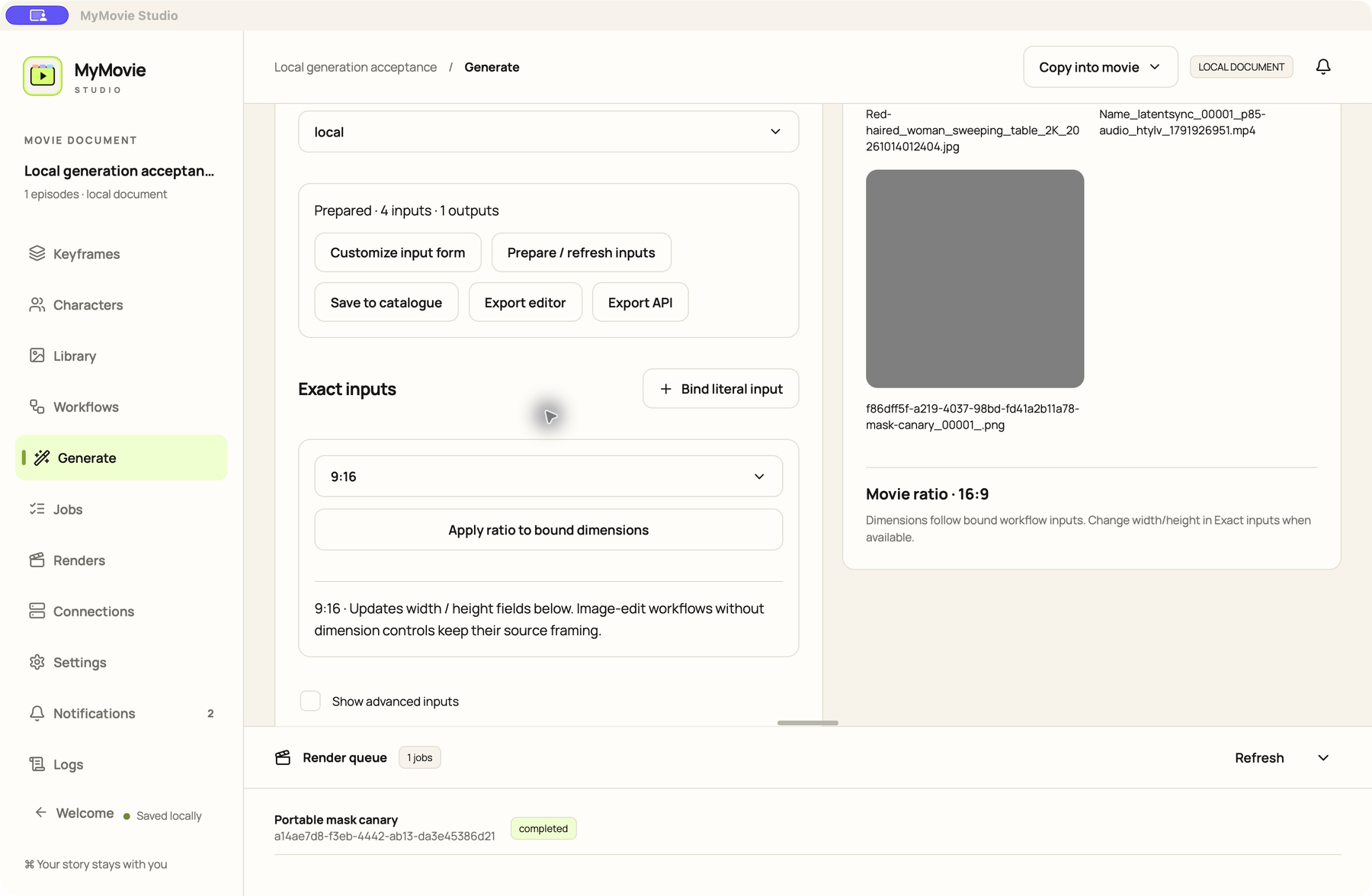Auteur / MyMovie Studio — application interface from the project repository.