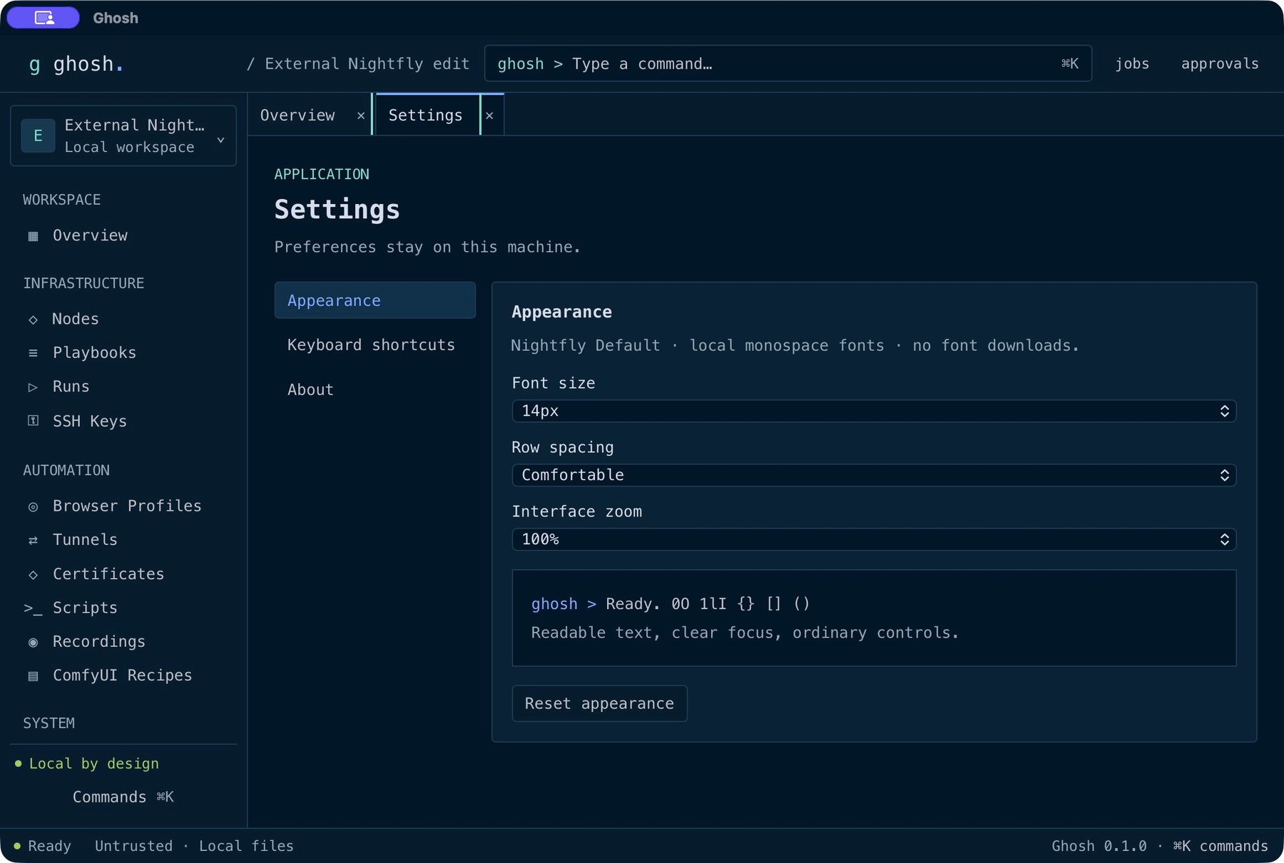 Ghosh — application interface from the project repository.