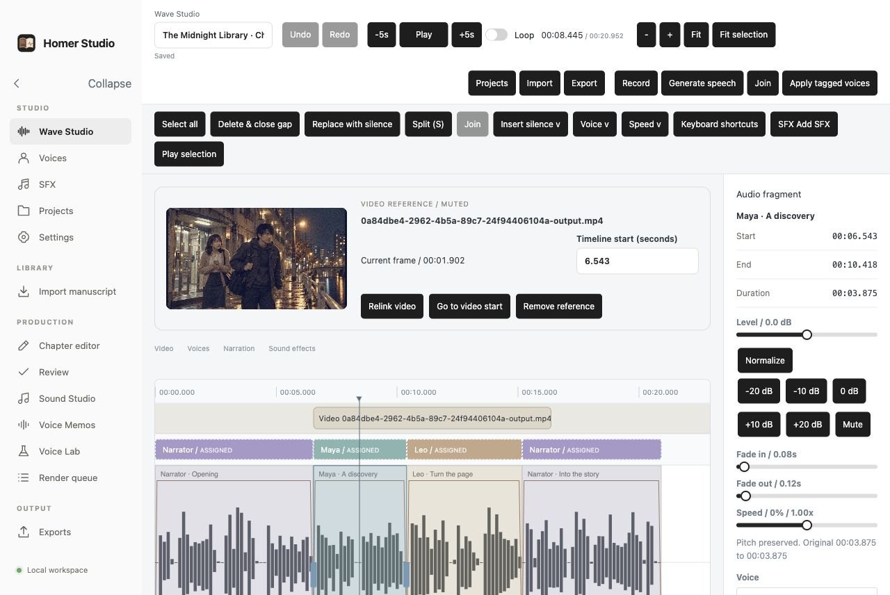Homer Studio — application interface from the project repository.
